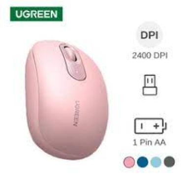Chuột không dây Ugreen 90686 2.4G SILENT  2400DPI kèm pin AA (MU105) Màu Hồng/ Xám / Xanh