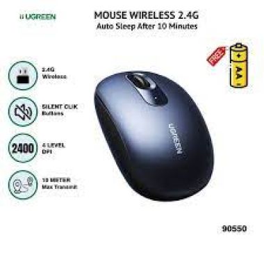 Chuột không dây Ugreen 90686 2.4G SILENT  2400DPI kèm pin AA (MU105) Màu Hồng/ Xám / Xanh