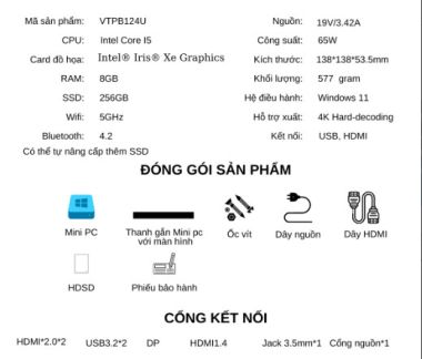 Mini PC VTECH VTPB124U Intel Core i5| 8Gb+ 256Gb