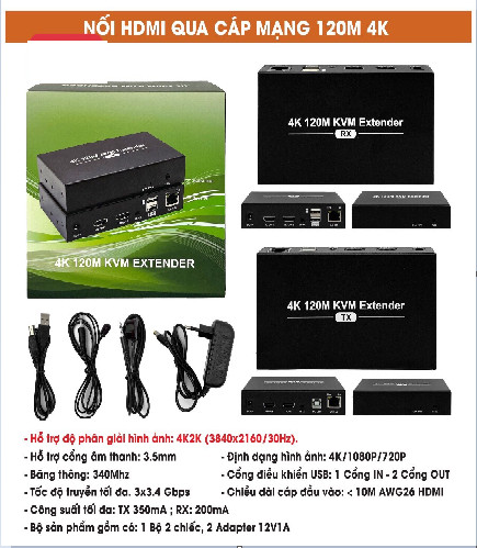 Bộ nối dài HDMI qua cáp mạng 120m 4K
