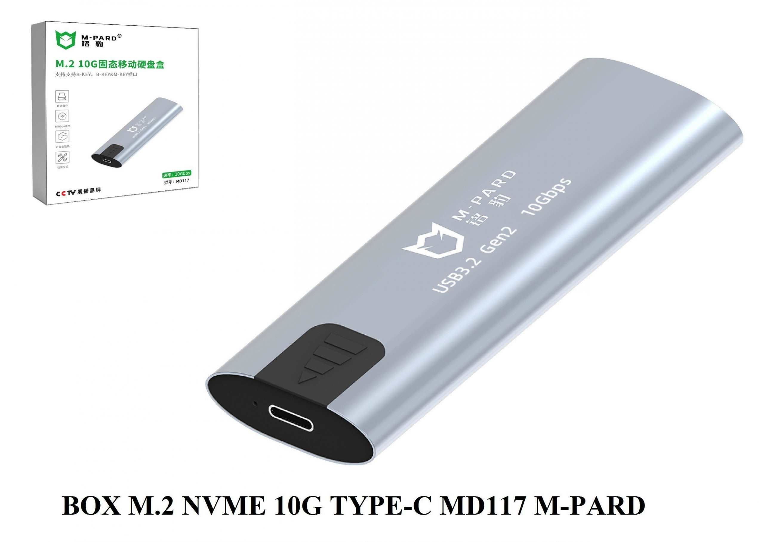 Hộp đựng Ổ cứng M.2 NVME 10G TYPE-C M-PARD MD117