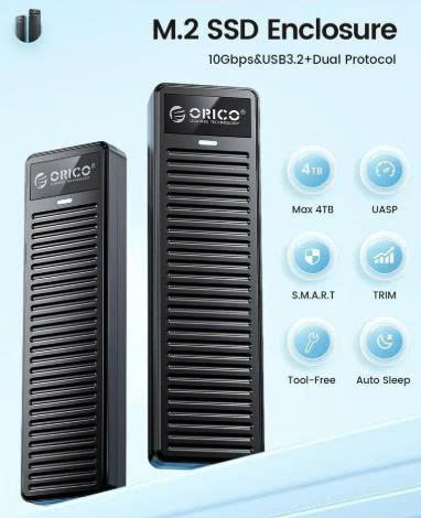 Hộp ổ cứng SSD M.2 NVME TypeC ORICO PDDM2C3-G2-BK-EP (10Gbps) - Hàng Chính Hãng