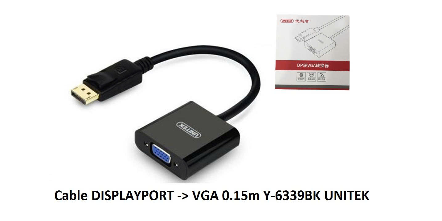 Cáp chuyển đổi Displayport sang VGA Unitek Y6339BK
