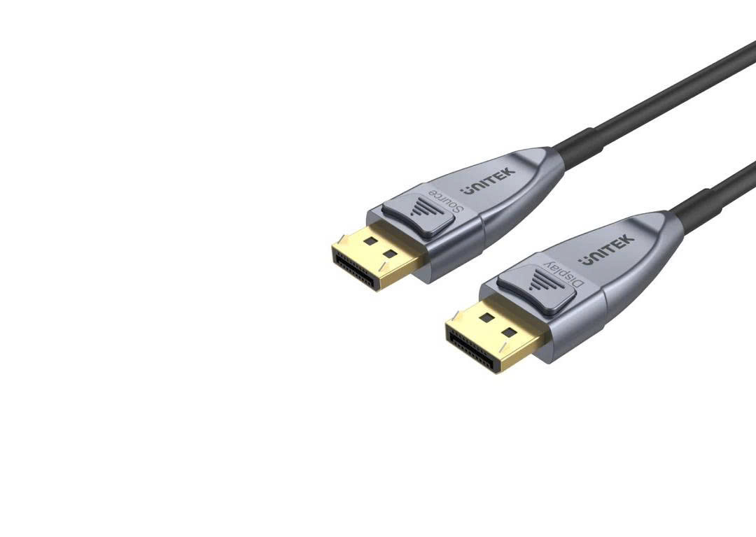 Cáp Displayport to Displayport 1.4 sợi quang Optical Fiber dài 20M độ phân giải 8K@60Hz Unitek C1618GY cao cấp