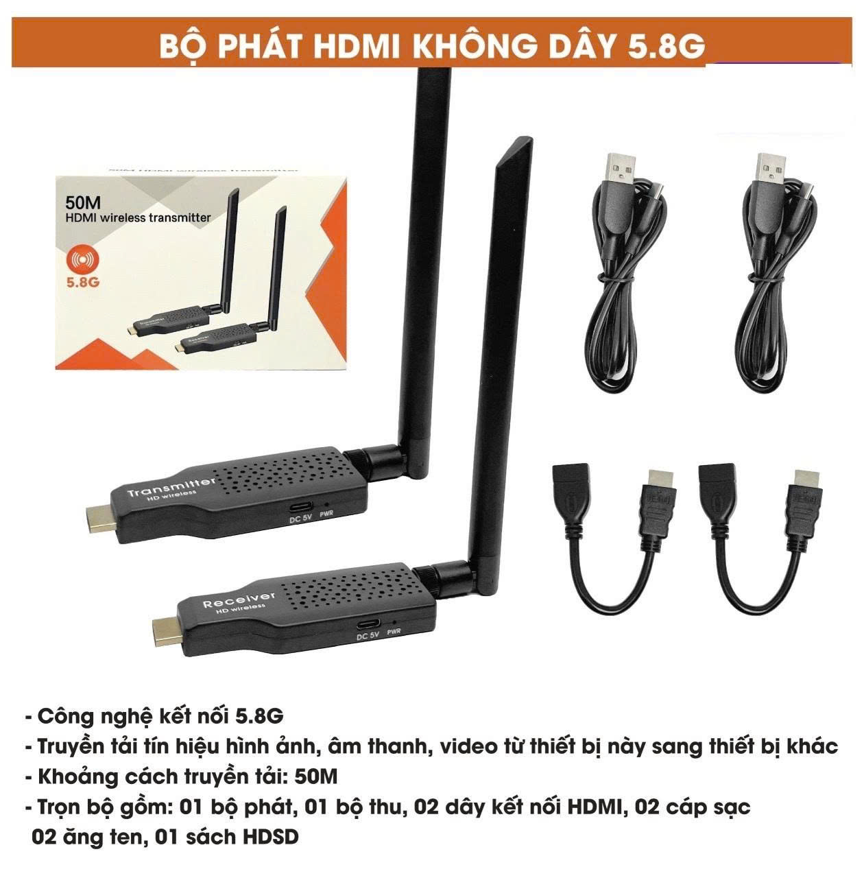 Bộ thu phát HDMI không dây 50M HDMI Wireless ( Bộ mở rộng HDMI không dây )