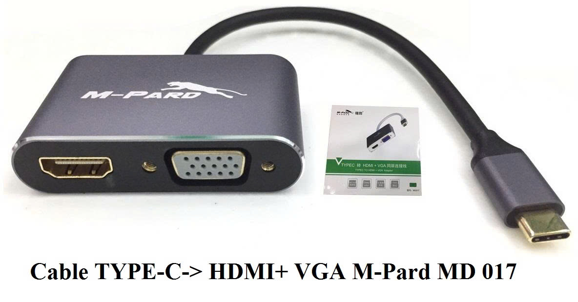 Đầu Chuyển Usb Type C To HDMI + VGA M-pard MD017