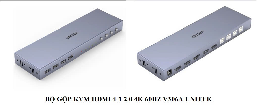 Bộ Chuyển KVM Switch 4.1 Hdmi 4K 4k60hz UNITEK V306A