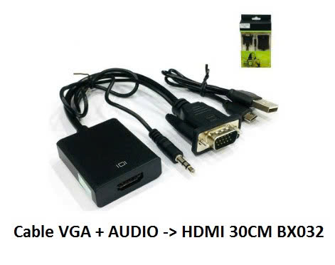 Cáp chuyển VGA + Audio to HDMI 30cm BX032