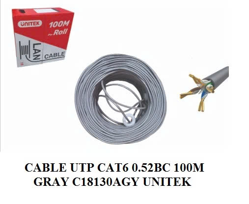 Cáp mạng UTP Cat6 UNITEK C18130GY cuộn 100m