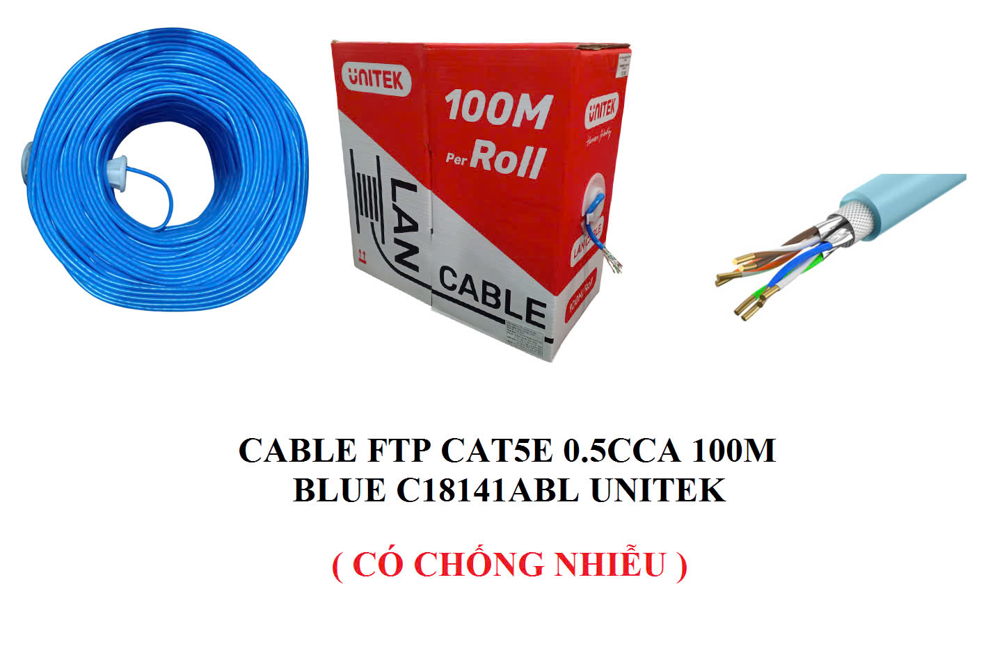 Cáp mạng Cat5E FTP UNITEK C18141ABL cuộn 100m