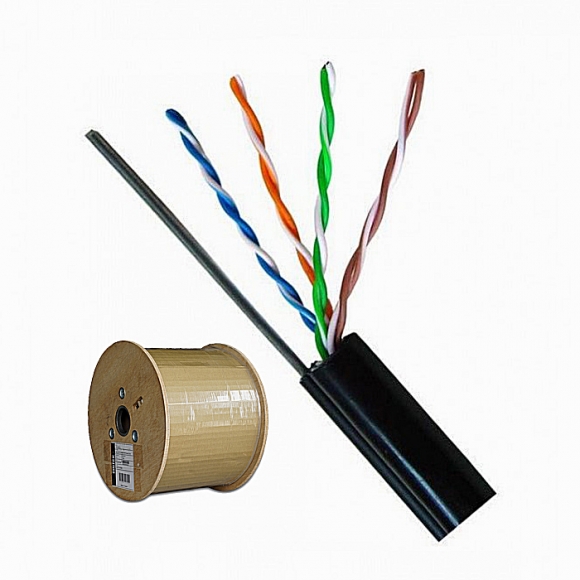 CAT.5e Cáp mạng treo ngoài trời, 305m, thép gia cường dùng treo móc.