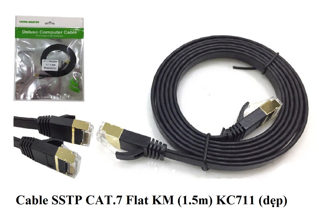 Cáp mạng SSTP CAT7 KingMaster KC711 (dẹp) tốc độ lên đến 10.2Gbps 600Mhz