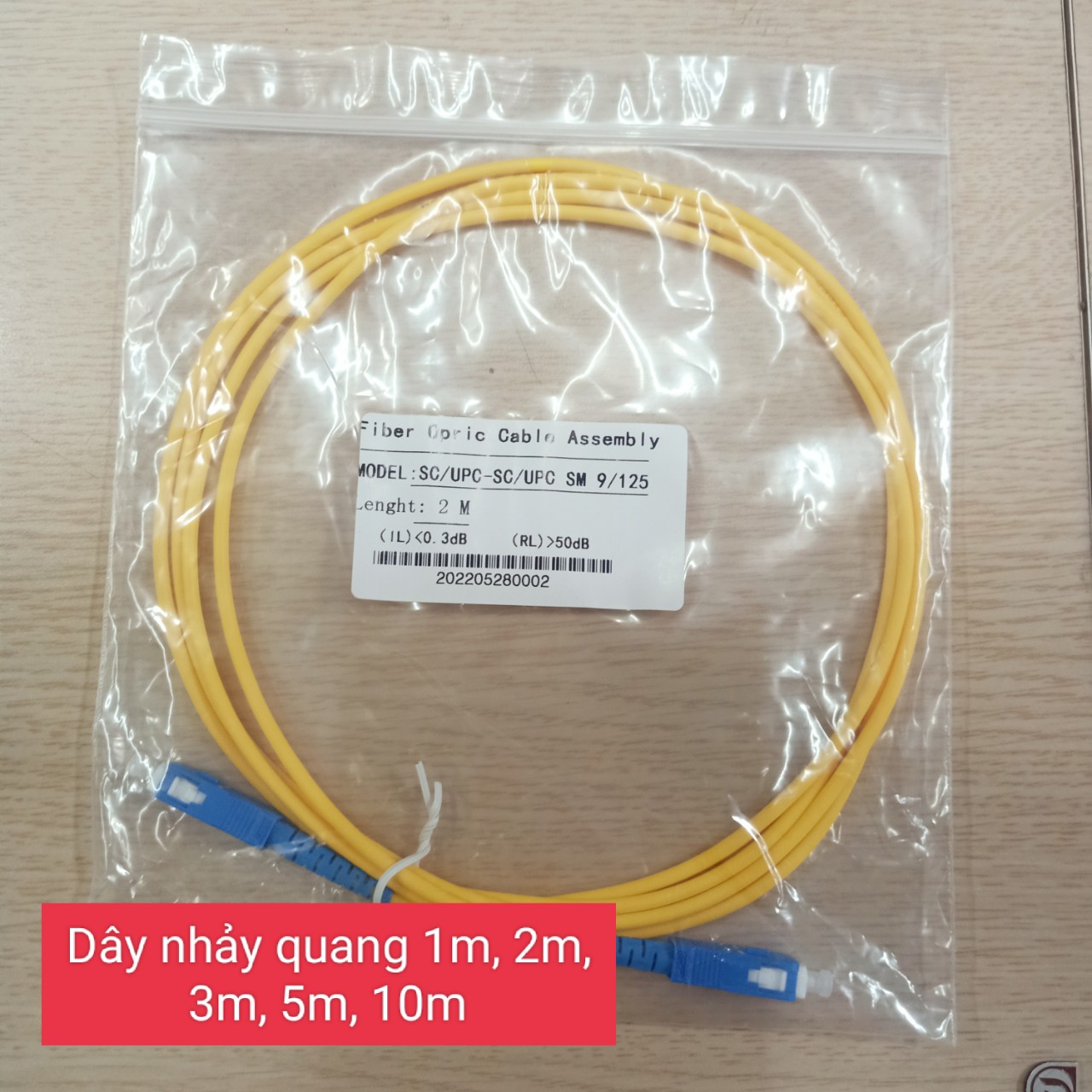 Dây nhảy quang Singlemode SC/UPC-SC/UPC phi 3.0mm chiều dài 1m 2m 3m 5m 10m