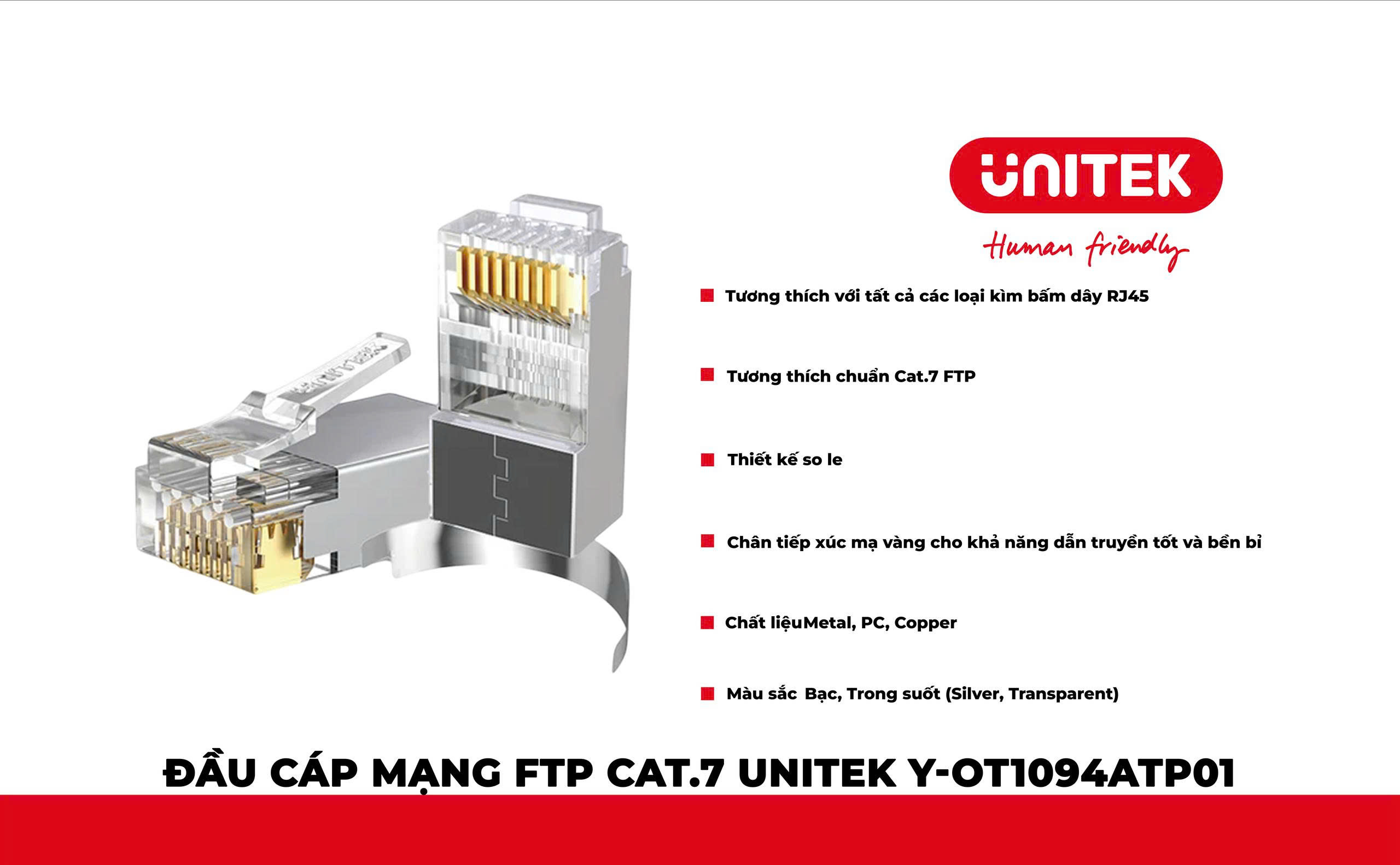 Đầu mạng FTP CAT 7 UNITEK Y - OT1094ATP01