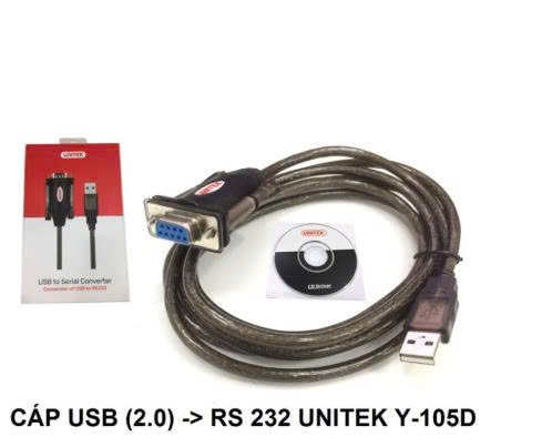 Cáp chuyển đổi USB sang RS232 (đầu cái) dài 1,5M Unitek Y-105D Chính hãng