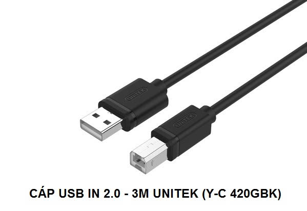 Cáp máy in cổng USB 2.0 3m Unitek Y-C420GBK