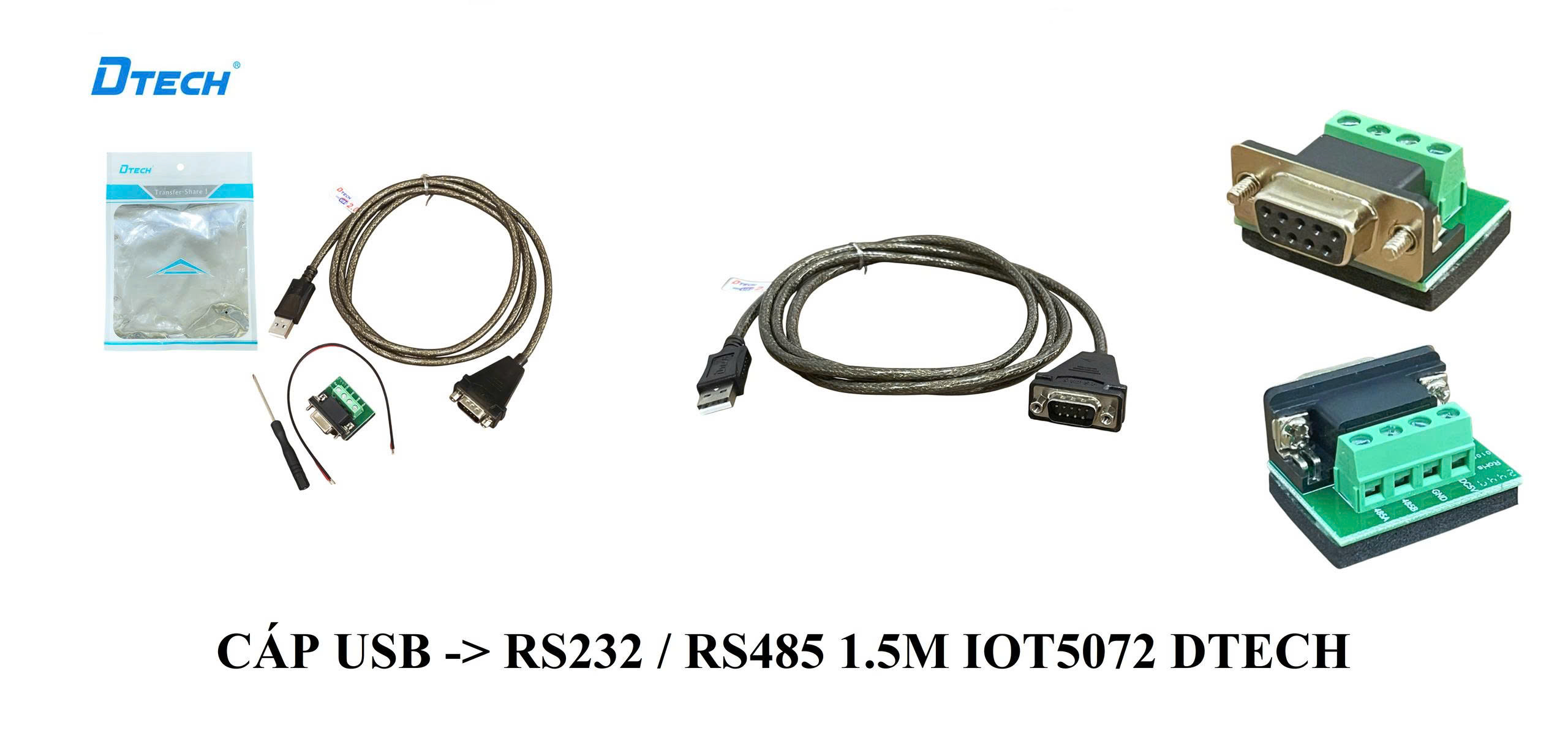 Cáp chuyển USB -> RS485 Dài 1.5M DTECH IOT5072