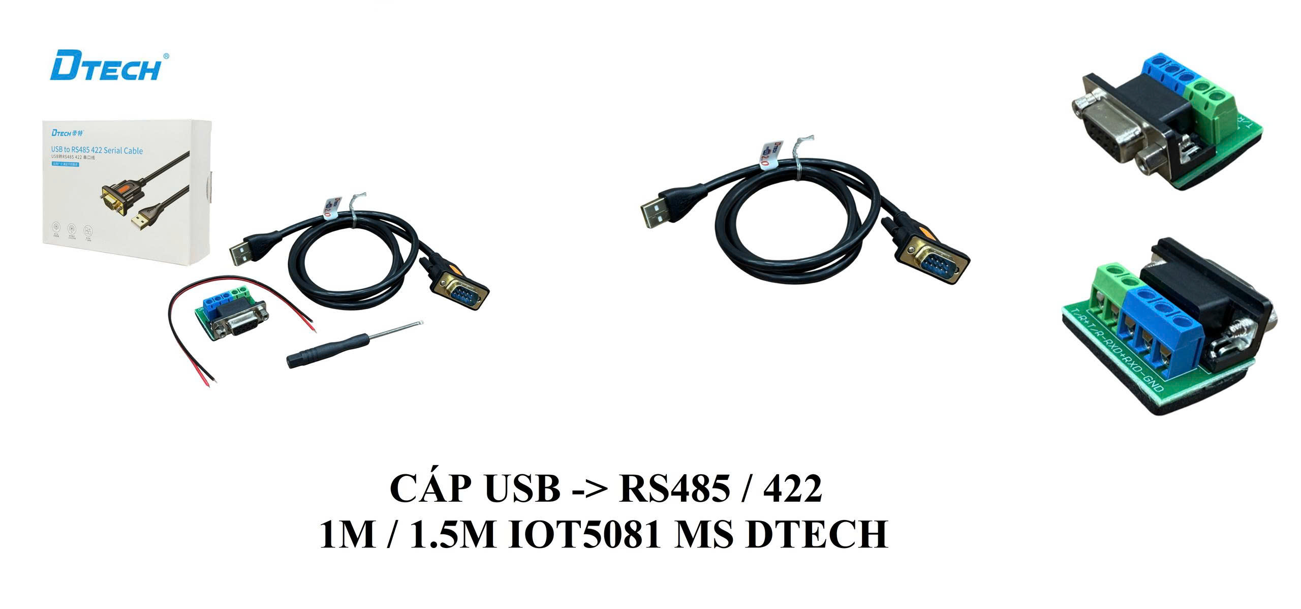 Cáp chuyển đổi USB sang RS485/RS422 cáp dài 1M Dtech IOT5081 cao cấp