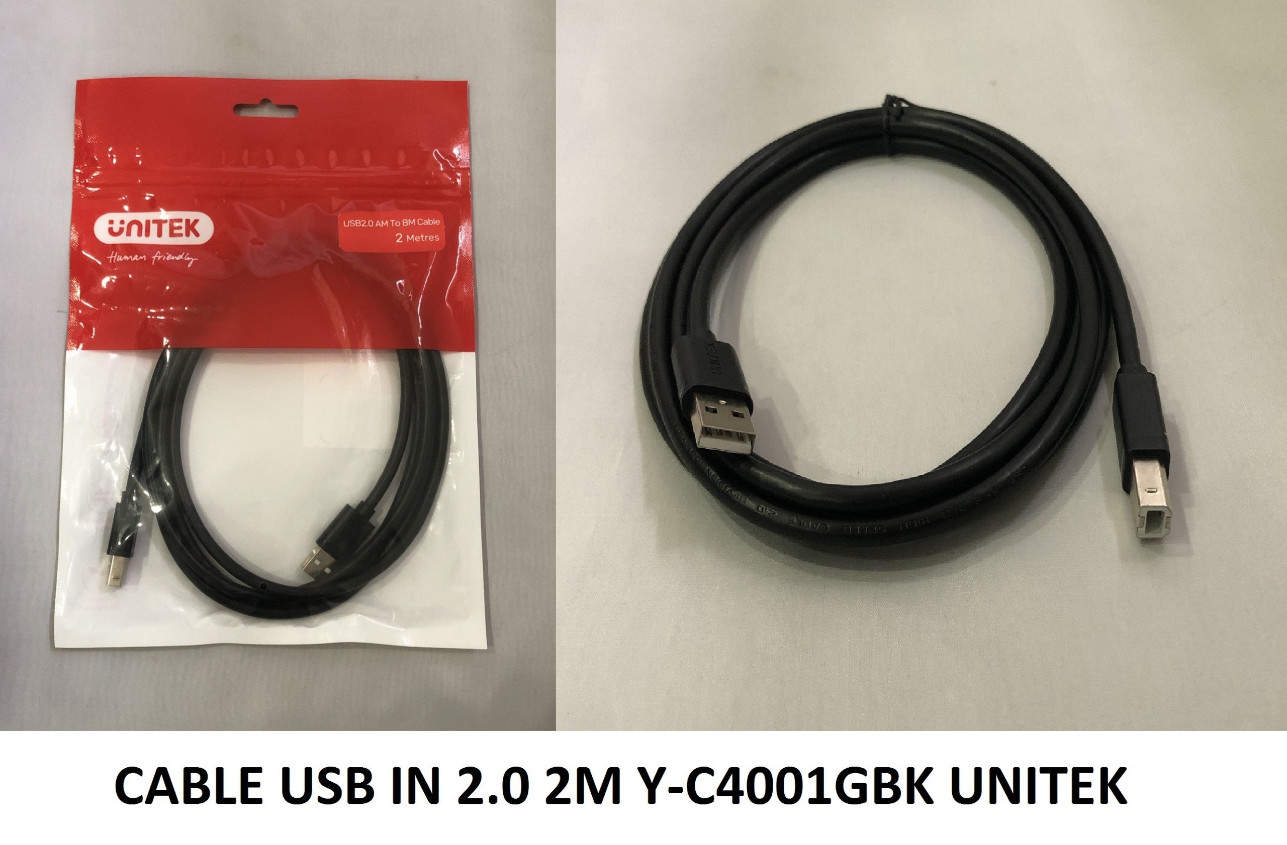 CÁP USB IN 2M 2.0 UNITEK Y-C4001GBK