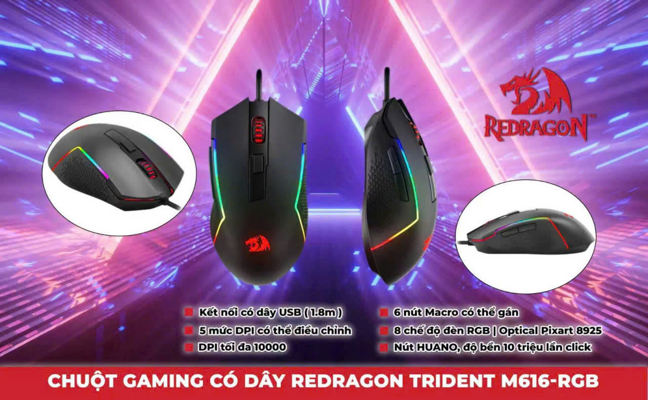 Chuột Vi Tính Gaming Có Dây (USB) REDRAGON PREDATOR M616 LED