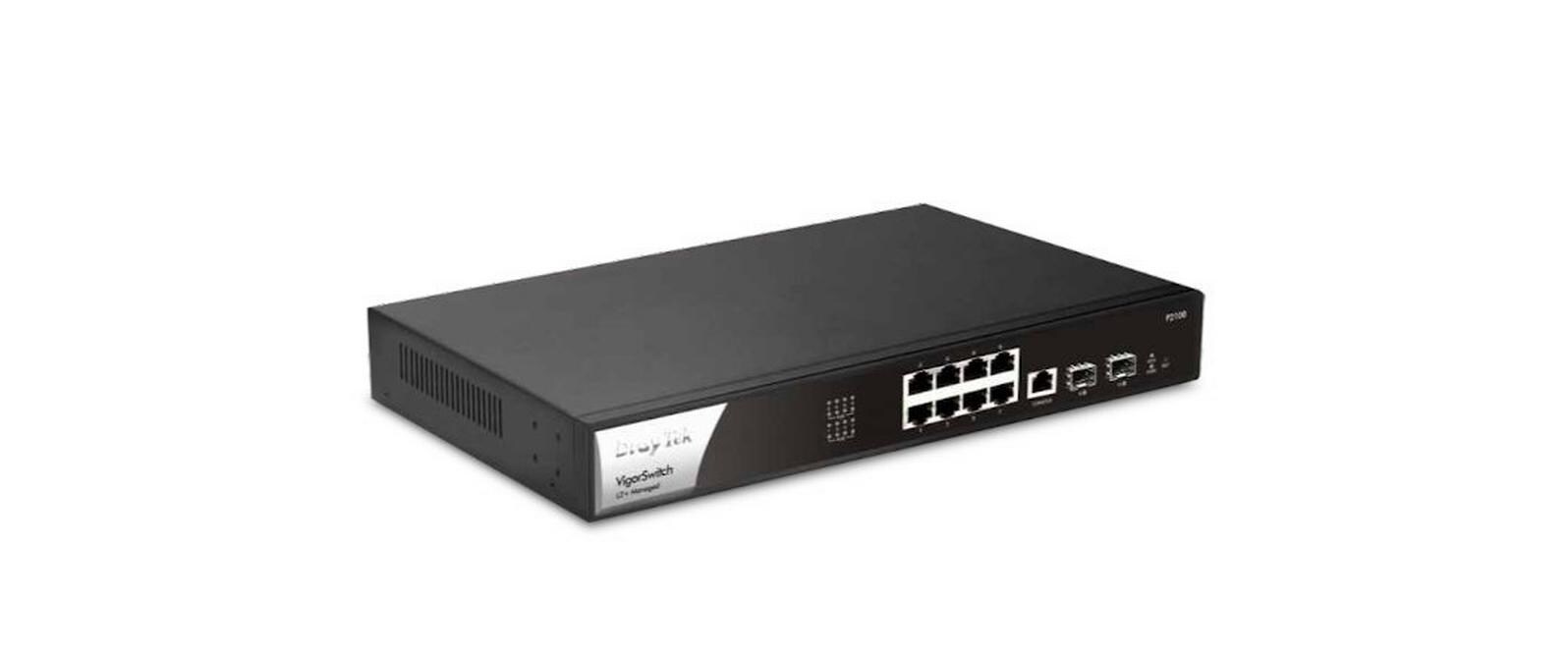 VigorSwitch P2100 - 8 Port Gigabit PoE Smart Lite Managed Switch with 2 slot SFP uplink
