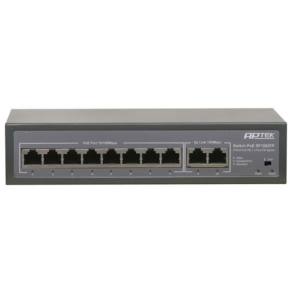 SF1082FP - Switch 8 port PoE & 2 Uplink FE - chuyên dụng cho camera, truyền tín hiệu và nguồn với khoảng cách 250m
