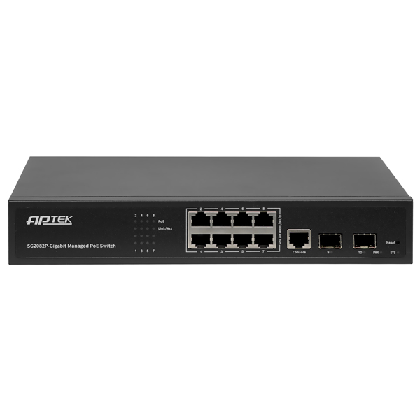 SG2082P - Switch 8 Port PoE L2 Managed Gigabit Switch with 2 slot SFP