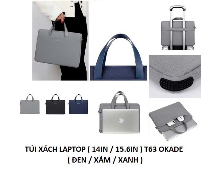 Túi Xách Laptop OKADE T63 14inch/ 15,6inch Màu Đen, Xanh, Xám