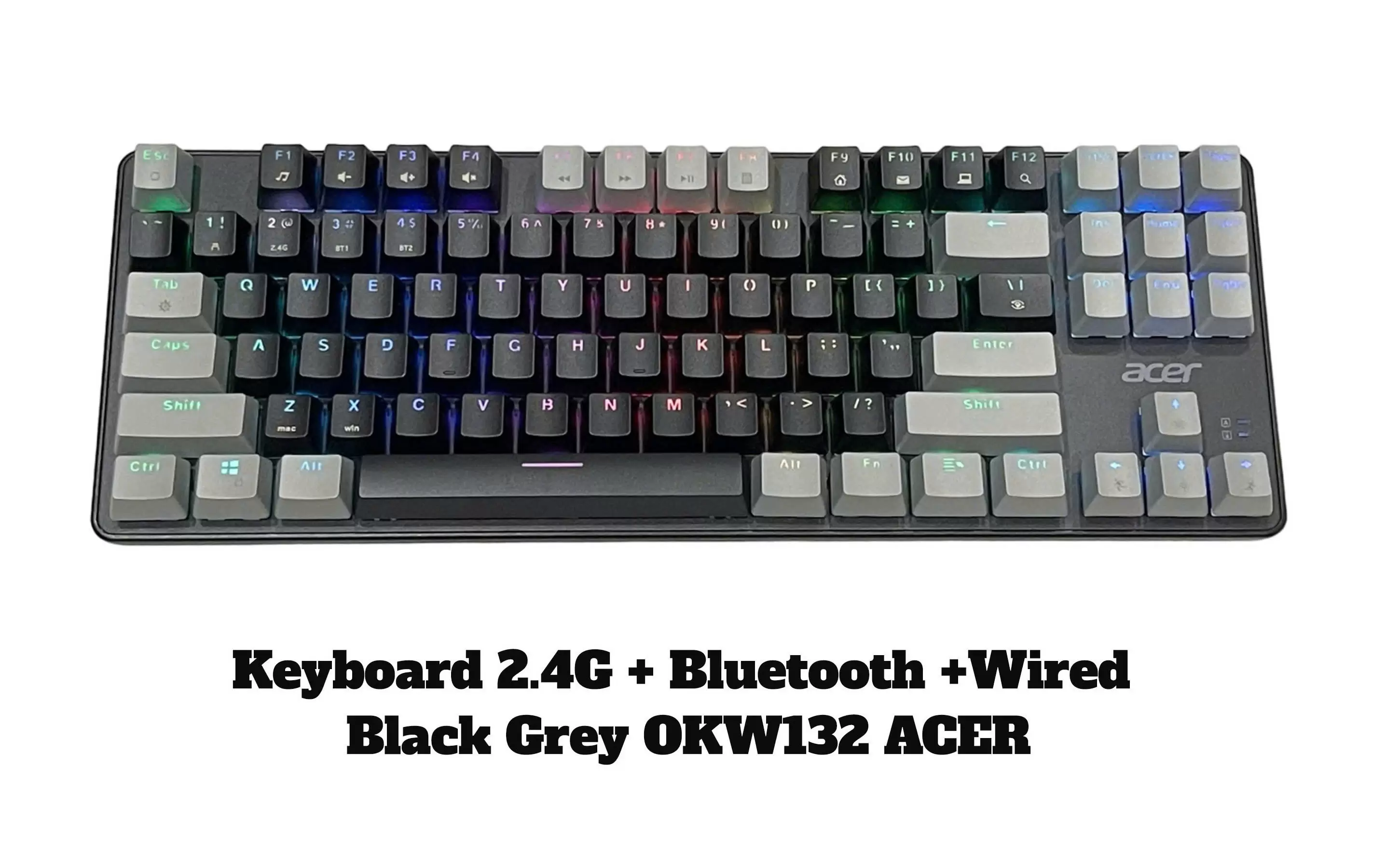 Keyboard 2.4G + Bluetooth +Wired Black Grey OKW132 ACER