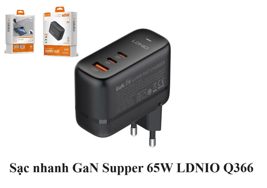 Bộ sạc nhanh GaN Supper 65W LDNIO Q366