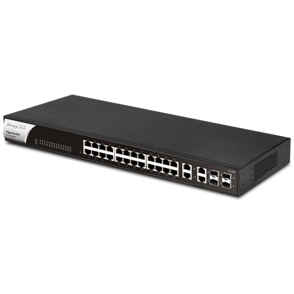 VigorSwitch G1282 - 24 Port Gigabit WebSmart Switch with 4 Gigabit Lan/SFP combo uplink
