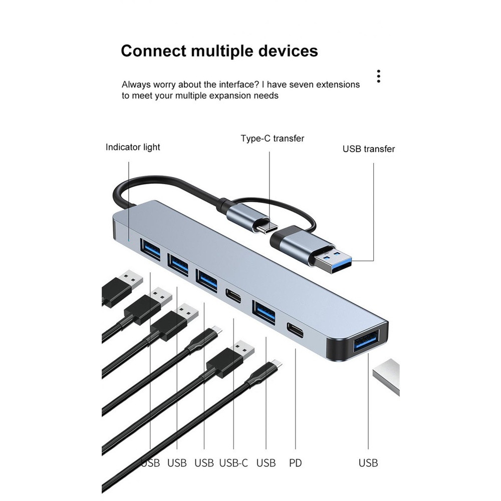 HUB USB 3.0 + USB Type C to USB USB Type C 7 IN 1