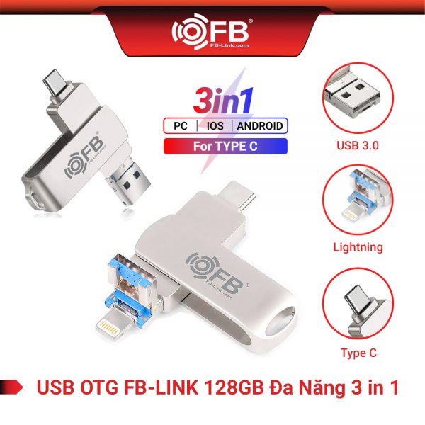 USB 3.0 16G 32G 64G 128G 256G FB-LINK OTG 3in1 Đa Năng (Type-C/Lightning/USB 3.0)
