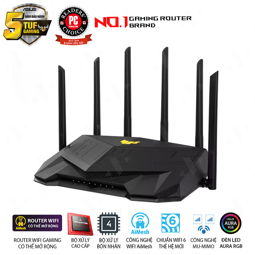 Bộ phát Wifi ASUS TUF Gaming AX6000 (Wifi 6 802.11ax, AiMesh WIFI Mesh